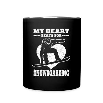 My Heart Beats For Snowboarding - Snowboarder - Full Colour Mug - black - Front