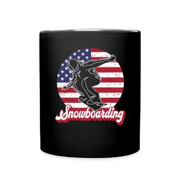 Snowboarding American Flag Snowboarder - Tasse einfarbig - Schwarz - Vorne