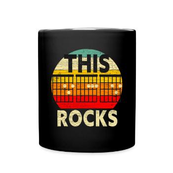 Papa Musiker Geschenk Bassgitarre Rock Musik - Tasse einfarbig - Schwarz - Vorne