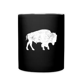 Distressed Buffalo Retro Bison Animal Lover idea M - Full Colour Mug - black - Front