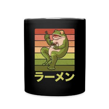 Toad frog eats ramen soup Design for a - Full Colour Mug - black - Front