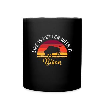 La vie rétro vintage est meilleure avec un amoureux du bison - Mug uni - noir - Devant