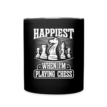 Le plus heureux quand je joue aux échecs - Mug uni - noir - Devant