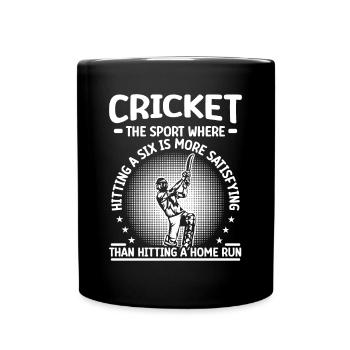 Cricket Schlägt Einen Homerun - Tasse einfarbig - Schwarz - Vorne