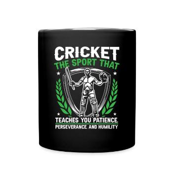 Cricket Lehrt Dich Geduld - Tasse einfarbig - Schwarz - Vorne