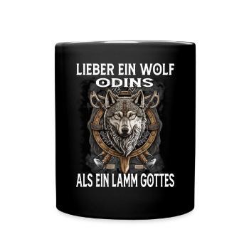 Lieber ein Wolf odins als ein Lamm Gottes - Tasse einfarbig - Schwarz - Vorne