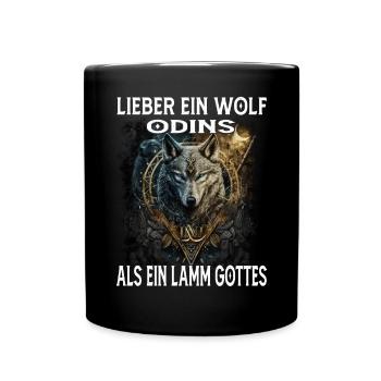 Lieber ein Wolf odins als ein Lamm Gottes - Tasse einfarbig - Schwarz - Vorne