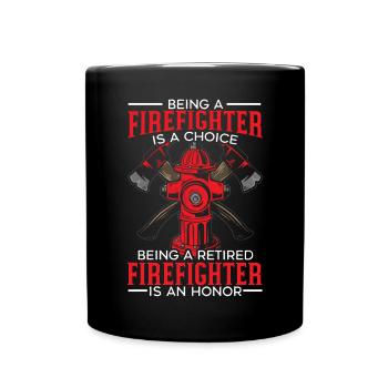 Feuerwehrmann Feuerwehrauto - Tasse einfarbig - Schwarz - Vorne