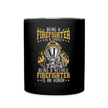 Feuerwehrmann Feuerwehrauto - Tasse einfarbig - Schwarz - Vorne