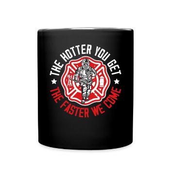 Feuerwehrmann Feuerwehrauto - Tasse einfarbig - Schwarz - Vorne
