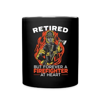 Feuerwehrmann Feuerwehrauto - Tasse einfarbig - Schwarz - Vorne