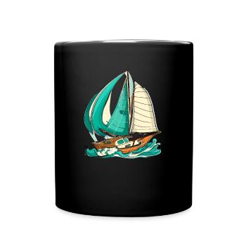 Boot Segelboot Segeln - Tasse einfarbig - Schwarz - Vorne