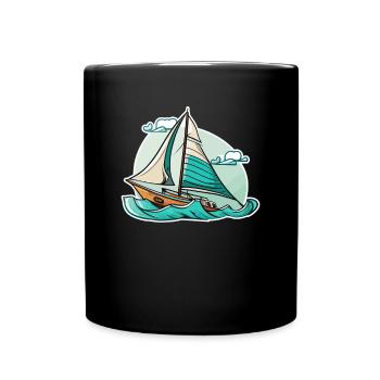 Boot Segelboot Segeln - Tasse einfarbig - Schwarz - Vorne