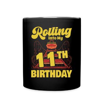 Roller Coaster Amusement Park Rolling Into My 11th - Full Colour Mug - black - Front