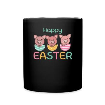 cochons doux à Pâques avec œufs de Pâques porc - Mug uni - noir - Devant