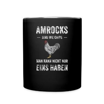 Amrock Huhn I Chicken Geflügel Motiv für - Tasse einfarbig - Schwarz - Vorne