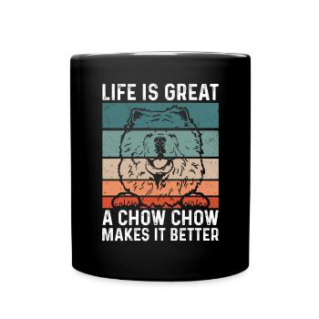 Chow Chow Hund - Tasse einfarbig - Schwarz - Vorne
