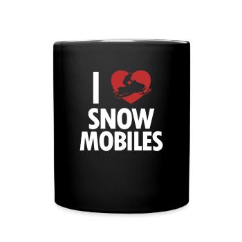 I love Snowmobiles Schneemotorrad Snowmobile - Tasse einfarbig - Schwarz - Vorne