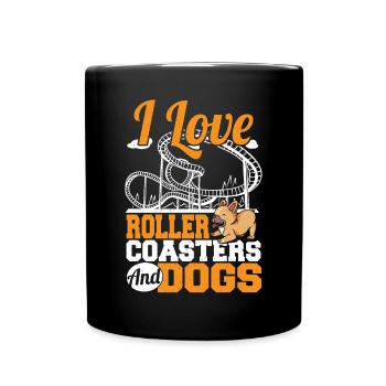 J’adore les montagnes russes et les chiens Parc à thème Amuseme - Mug uni - noir - Devant