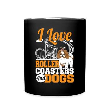 J’aime les montagnes russes et les chiens Parc d’attractions Le - Mug uni - noir - Devant