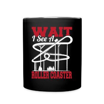 Drôle de parc à thème Vacances Attendez que je vois un roller coas - Mug uni - noir - Devant