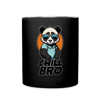 Chill Bro Lustiger Cartoon Panda mit Sonnenbrille - Tasse einfarbig - Schwarz - Vorne