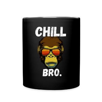 Chill Bro Monkey with Sunglasses Funny Outfit - Full Colour Mug - black - Front