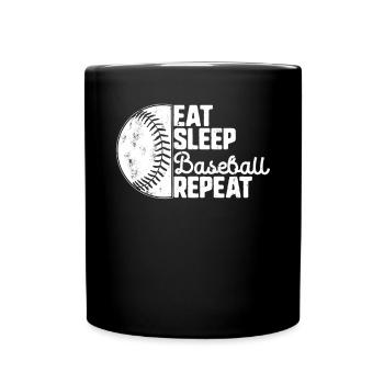 Eat Sleep Baseball Repeat Softball Joke Baseballer - Mug uni - noir - Devant