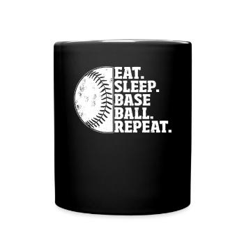 Eat Sleep Baseball Repeat Softball Joke Baseballer - Mug uni - noir - Devant
