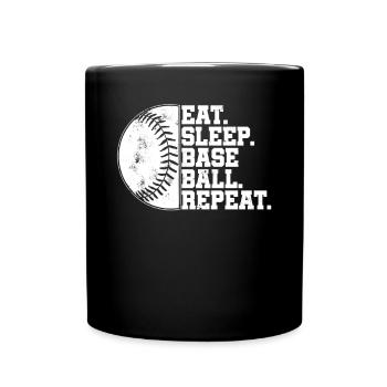Eat Sleep Baseball Repeat Softball Joke Baseballer - Full Colour Mug - black - Front