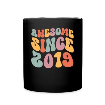2019 Jahrgang Geburtstag Groovy Vintage Retro - Tasse einfarbig - Schwarz - Vorne