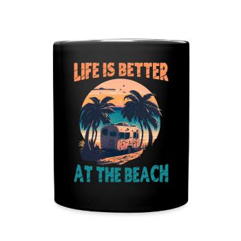 Life Is Better At The Beach - Retro - Full Colour Mug - black - Front