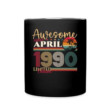 33rd birthday man April born 1990 Awesome - Full Colour Mug - black - Front