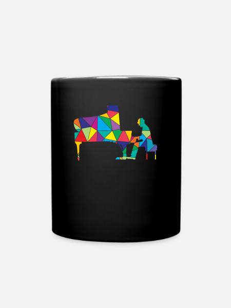 Klavier Polygon Lustiges Piano - Tasse einfarbig - Schwarz