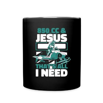 850 CC And Jesus That's All I Need Snowmobile - Tasse einfarbig - Schwarz - Vorne