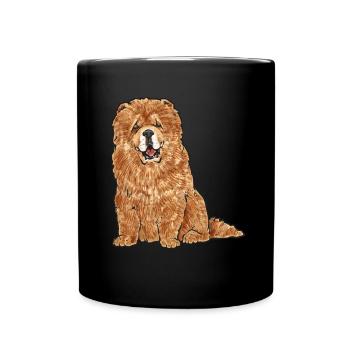 Chow Chow Hund - Tasse einfarbig - Schwarz - Vorne