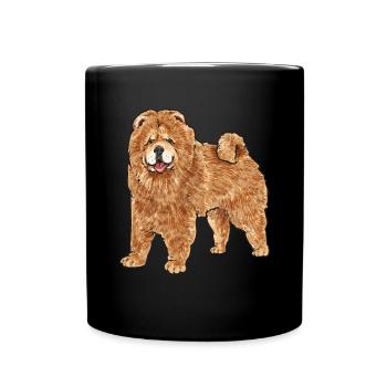 Chow Chow Hund - Tasse einfarbig - Schwarz - Vorne