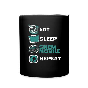 Eat Sleep Snowmobile Repeat Snowmobile Fahrer - Tasse einfarbig - Schwarz - Vorne