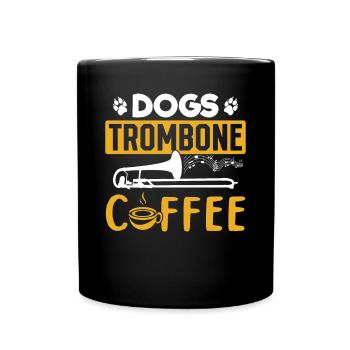 Dog Trombone Coffee Trombonist And Dog Lover Tromb - Full Colour Mug - black - Front