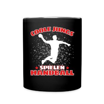 COOLE JUNGS SPIELEN HANDBALL Handballer - Tasse einfarbig - Schwarz - Vorne