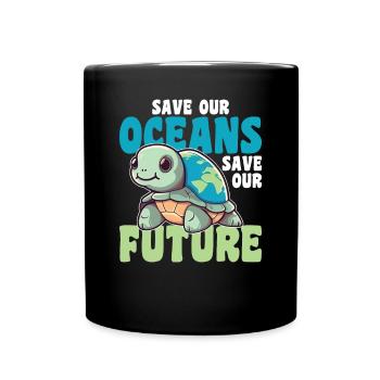 La Terre des tortues sauve nos océans sauve notre avenir - Mug uni - noir - Devant
