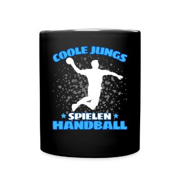 COOLE JUNGS SPIELEN HANDBALL Handballer - Tasse einfarbig - Schwarz - Vorne