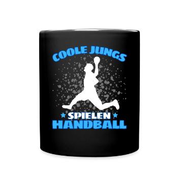 COOLE JUNGS SPIELEN HANDBALL Handballer - Tasse einfarbig - Schwarz - Vorne