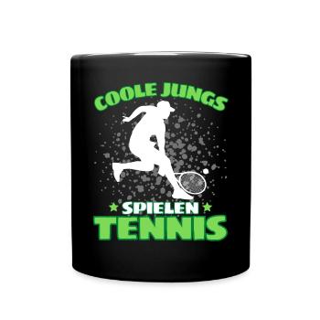 COOLE JUNGS SPIELEN TENNIS Das Lustige - Tasse einfarbig - Schwarz - Vorne