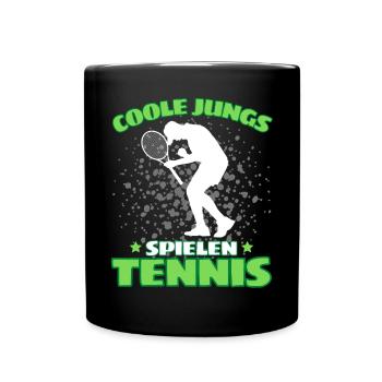 COOLE JUNGS SPIELEN TENNIS Das Lustige - Tasse einfarbig - Schwarz - Vorne