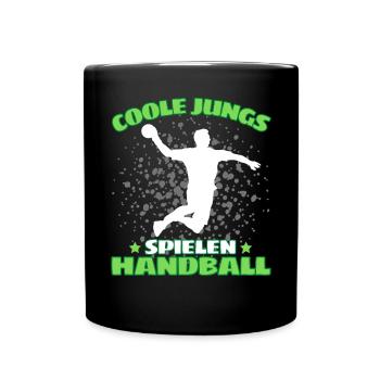 COOLE JUNGS SPIELEN HANDBALL Handballer - Tasse einfarbig - Schwarz - Vorne