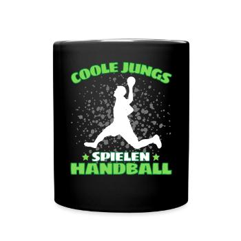 COOLE JUNGS SPIELEN HANDBALL Handballer - Tasse einfarbig - Schwarz - Vorne