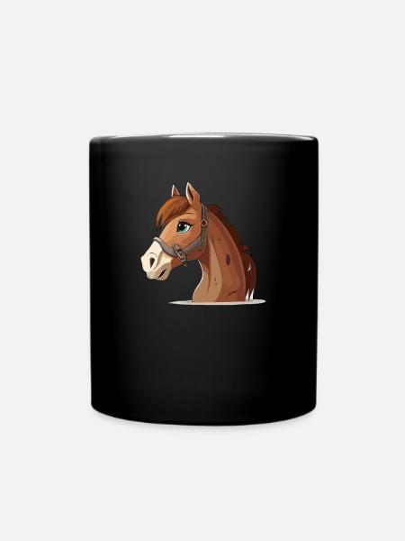 Pferd comic cartoon style - Tasse einfarbig - Schwarz