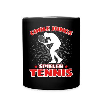 COOLE JUNGS SPIELEN TENNIS Das Lustige - Tasse einfarbig - Schwarz - Vorne