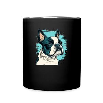 Boston terrier comic cartoon style - Tasse einfarbig - Schwarz - Vorne